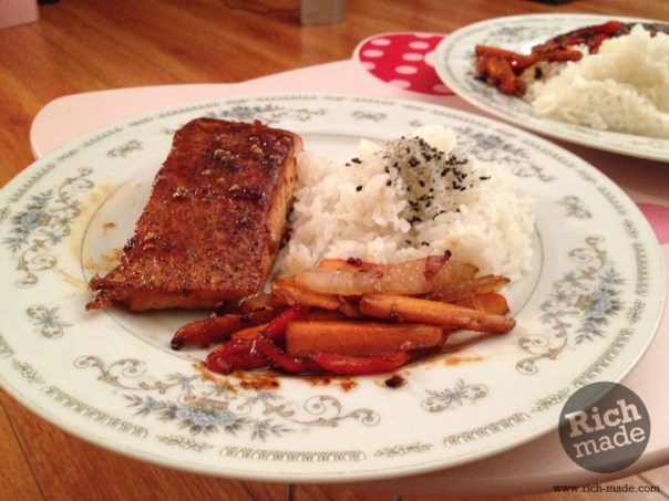Rich-made Post Workout Meal: Teriyaki Salmon, Veggies and Rice by Richef