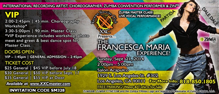 Zumba Master Class The Francesca Maria Experience, Los Angeles, CA